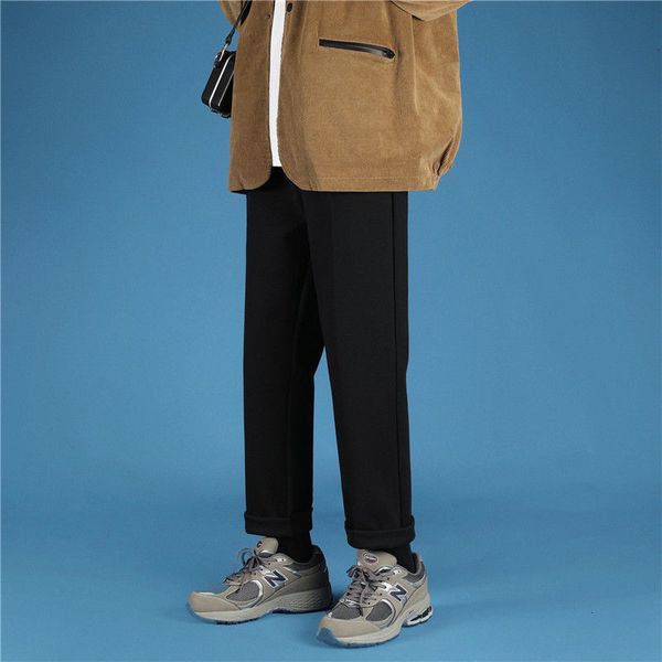 

2021 new style straight wide leg men's fashion casual black suit men social wild pants mens s-5xl hylb