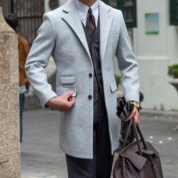 

men's suits & blazers british men coat long jacket fall winter windbreaker streetwear wool blend trench abrigo largo hombre, White;black