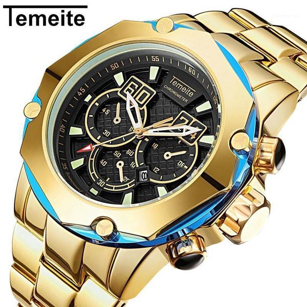 

temeite large dial sport men's watch calendar waterproof brazilian watches wristwatches, Slivery;brown