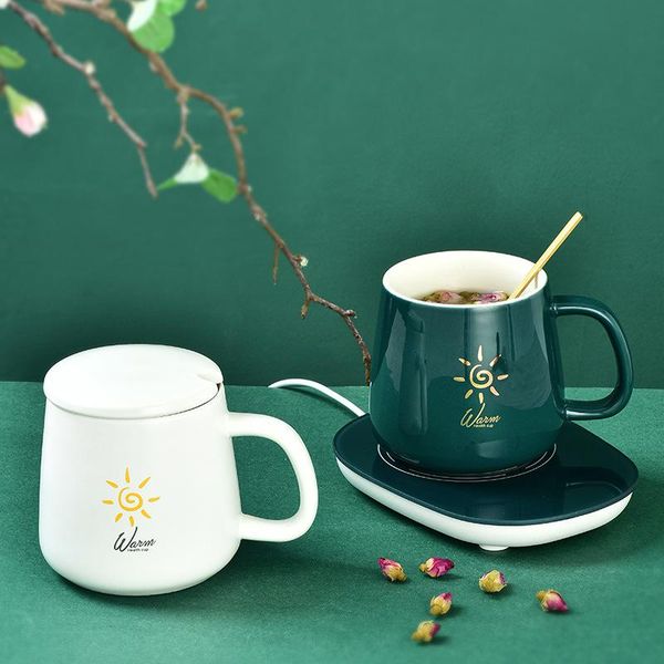 

mugs heatable mug simple pattern milk cup breakfast kitchen coffee spoon entire set ceramic couple