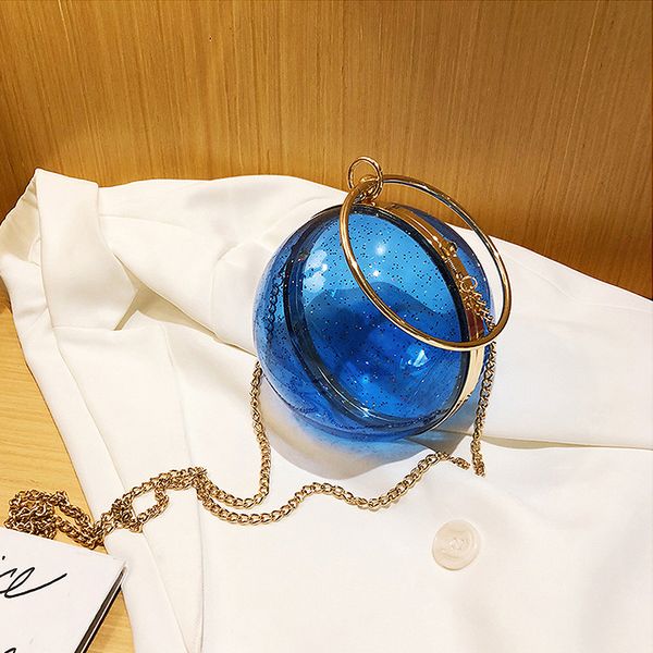 

acrylic circular ball shoulder bag for women mini clear crossbody bags round metal transparent evening clutch pvc jelly handbags