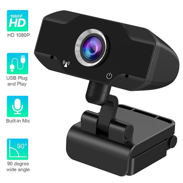 

webcams hd 1080p webcam built-in microphone computer lapcamera for video call black