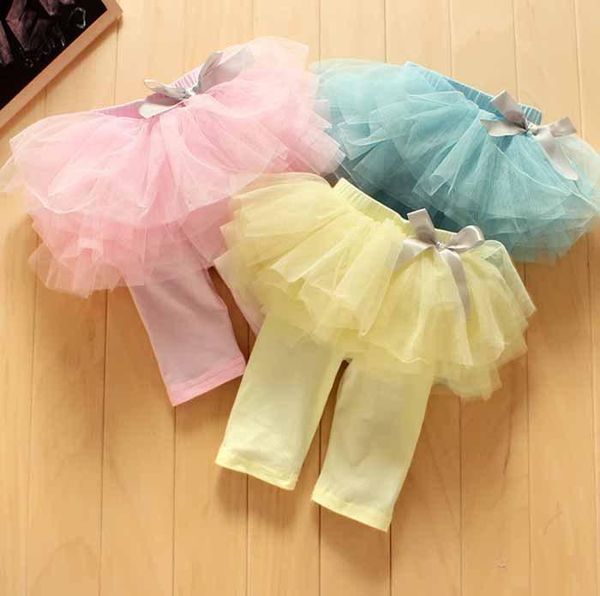 

summer style princess kids culottes leggings girls gauze pants party tutu bow tutu skirt-pants cake skirt pants, Black