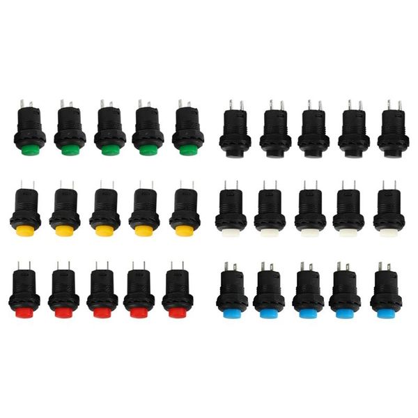 

smart home control 30pcs 12mm self-locking latching push button switch 3 color off-on ds-428