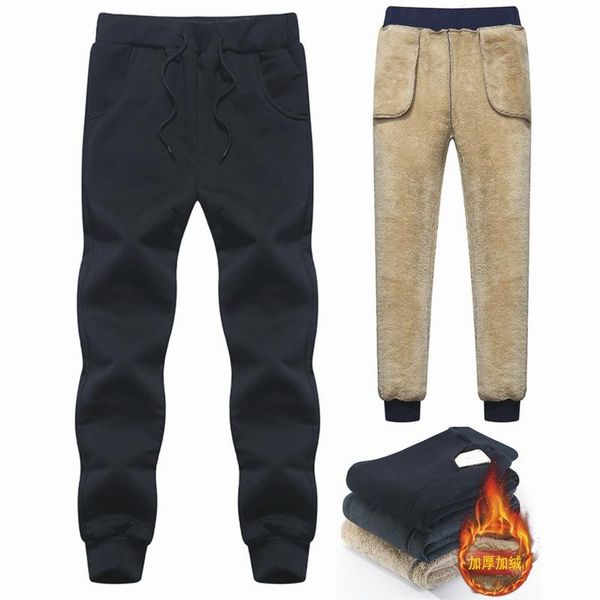 

men's winter pants men plus size xs-5xl 6xl 7xl 8xl cashmere velvet thicken pants men warm mens sweatpants brand male trousers, Black