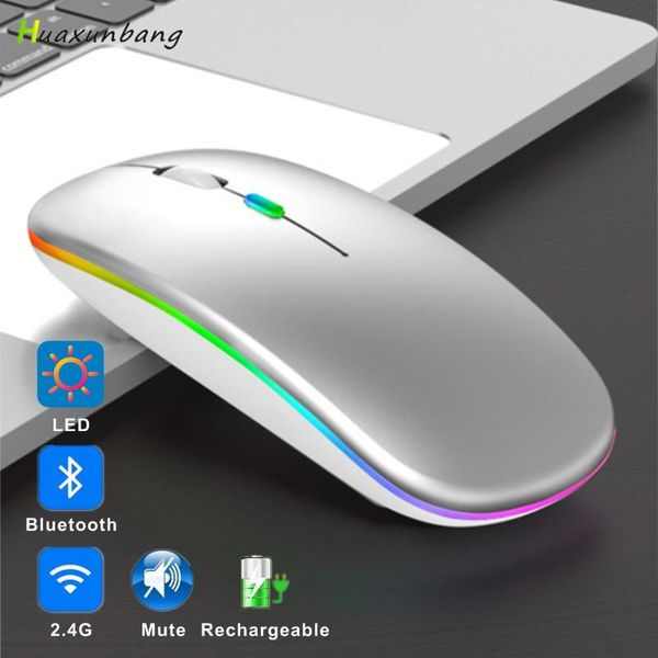 

bluetooth+2.4g mouse rechargeable ergonomic optical wireless mouse for lapcomputer pc led backlit dual mode silent usb mause