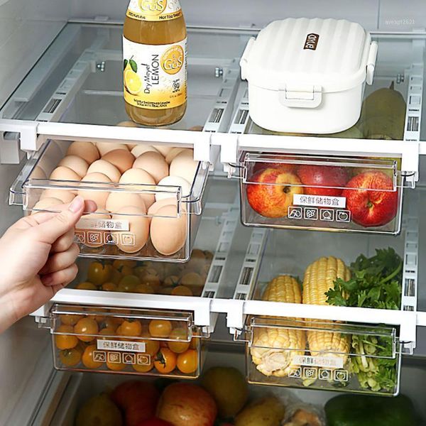 

storage bottles & jars slide kitchen fridge box pull-out drawer crisper plastic rectangle egg vegetable fruit containers