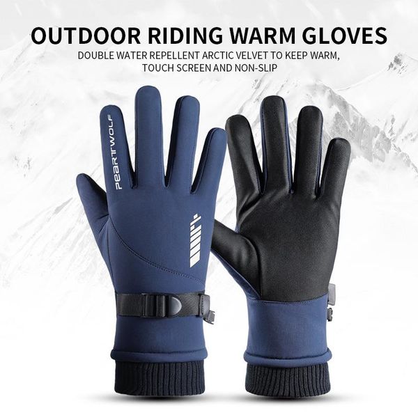 

cycling gloves full finger outdoor riding warm waterproof touchscreen thermal bicycle bike ski sport winter, Black