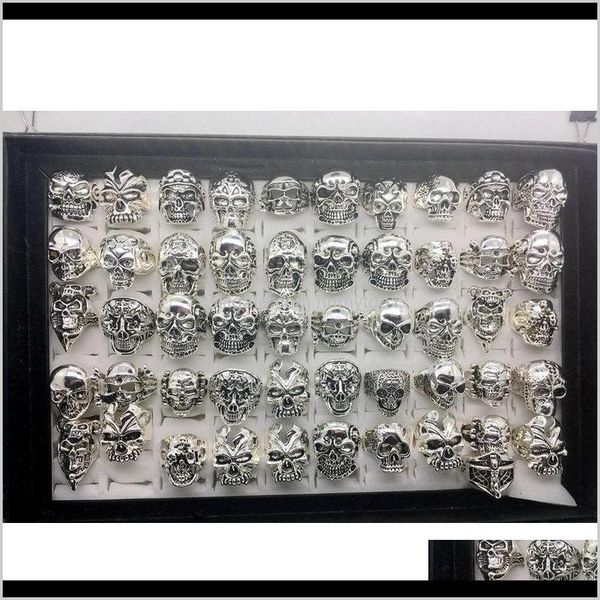 

wholesale 50pcs/lot gothic big skull ring bohemian punk vintage antique silver mix style mens fashion jewelry s wmtyjz hcec9 2erlr