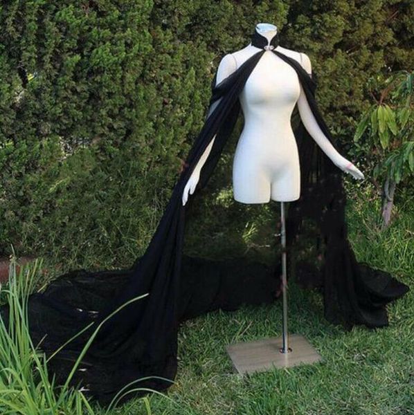 

wedding cloak gothic black long chiffon birdal cape high neck elegant shawl shrugs chaquetas de fiesta mujer cosplay dress, White