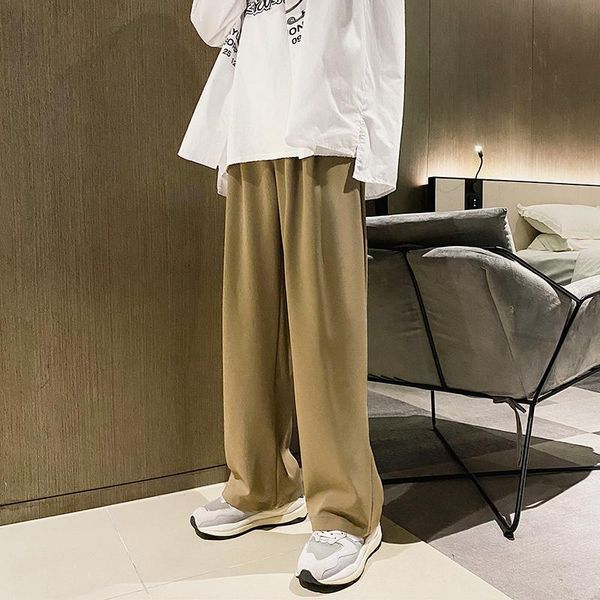 

men's suits & blazers solid color suit pants men fashion business society mens dress korean loose casual wide-leg straight trousers, White;black