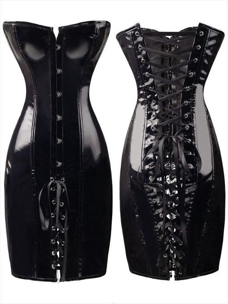 

black pvc corset women dresses fetish dominatrix nightclubs s xxl, Black;gray