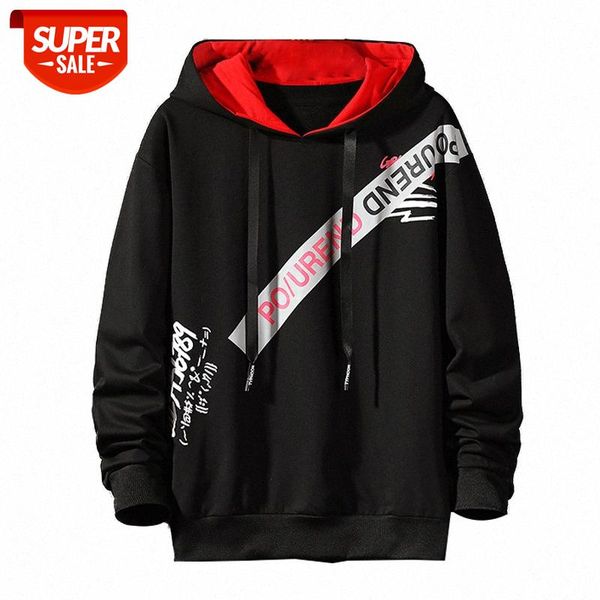 

autumn men's hooded sweater casual japanese tide brand sports jacket #zr9b, Black