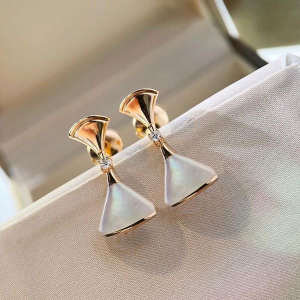 

fashion stud onyx stone temperament mother-of-pearl ear studs simple popular high-quality 3 styles of earrings, Golden;silver