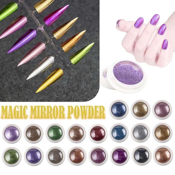 

nail glitter manicure solid magic mirror powder two-color s titanium, Silver;gold