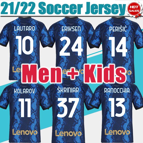 

21/22 inter soccer jersey home blue #9 dzeko #24 eriksen #10 lautaro 2021 2022 men kids soccer shirt short sleeve vidal skriniar alexis foot, Black;yellow