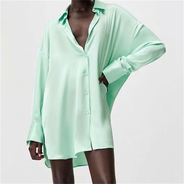 

women's blouses & shirts mesttraf women 2021fashion oversized solid color vintage long sleeve button-up asymmetry side split, White