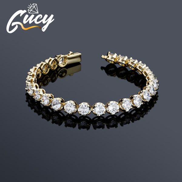 

link, chain gucy luxury women men cubic zirconia bracelet round 5mm and 6mm tennis bracelets fashion jewelry, Black