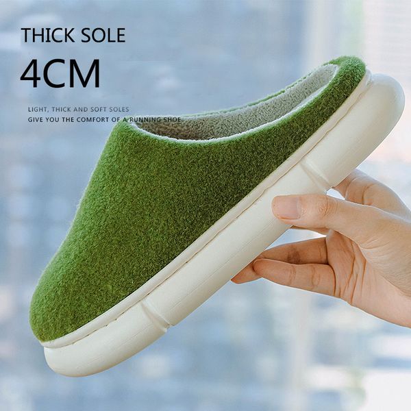 

2021 new eva house coral fleece indoor slippers women softer 4cm shoes furry slides pantuflas de mujer s1zs, Black