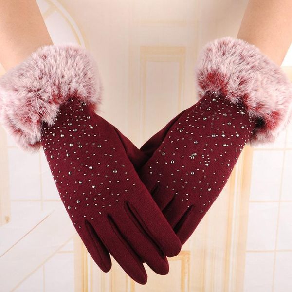 

new fashion women winter gloves touchscreen cute warm mitts full finger mittens women outdoor sport femal jllenk, Black