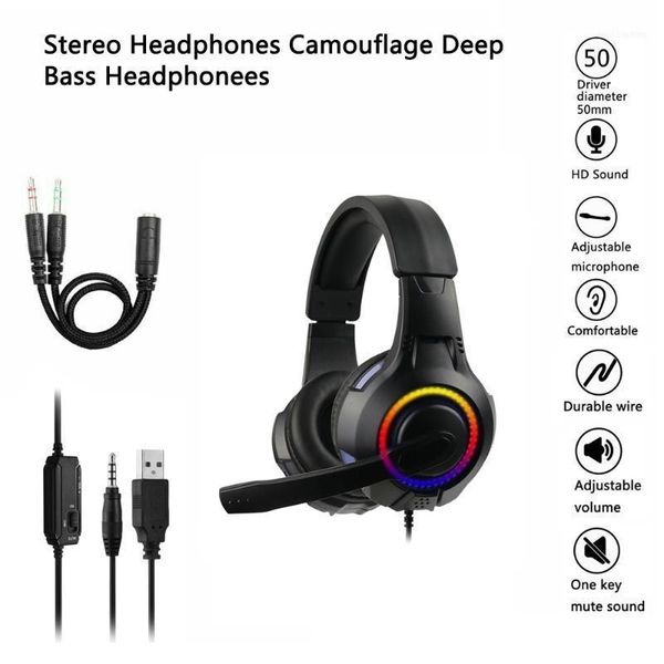 

gaming headset for xbox one pc headphones with microphone led light noise cancelling over ear compatible games11