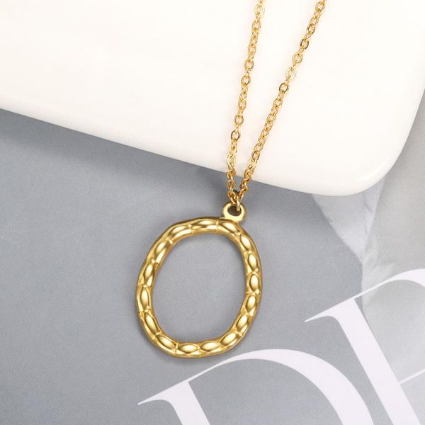 

pendant necklaces stainless steel round necklace geometric hollow circle simple fashion ladies party retro jewelry for women men, Silver