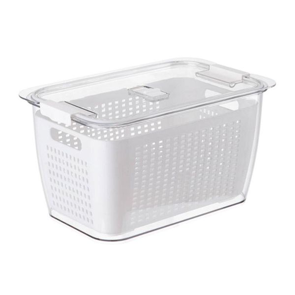 

storage baskets 1pc fridge box fresh keeping double layer (white)