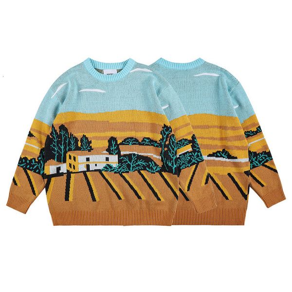 

2021 new men hip hop sweater cartoon casual loose pullover autumn winter knitted men's sweaters couple design e3ed, White;black