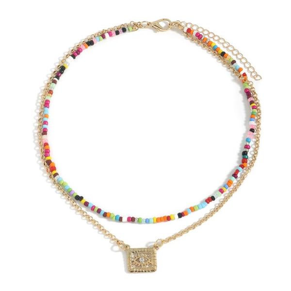 

chokers dvacaman summer multicolor seed beads choker necklace for women bohemian handmade colorful beaded diy jewelry wholesale, Golden;silver