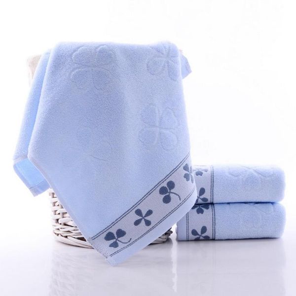 

towel comfortable cotton soft super absorbent wash yellow, blue, light pink four-leaf clover
