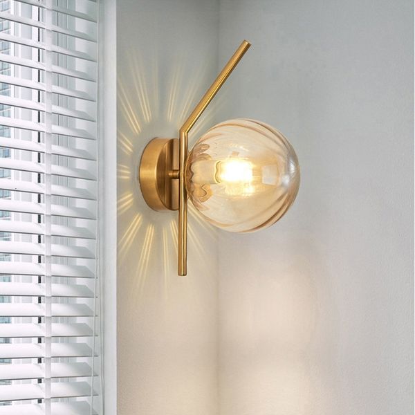 

2021 new nordic indoor moon wandlamp bedroom bedside luxury aisle design round modern glass ball led wall lights u078