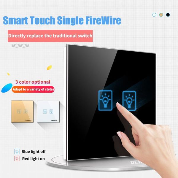 

smart home control uk light wall touch switch, 86mm crystal glass panel, 2 gang 1 way tact switch,av 180-250v, 50 w