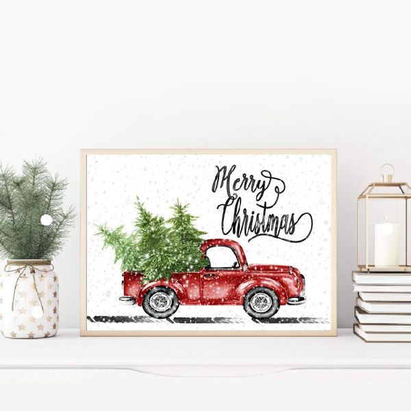

paintings truck christmas trees home decorative nordic canvas hd prints modular pictures modern artwork bedroom wall art poster