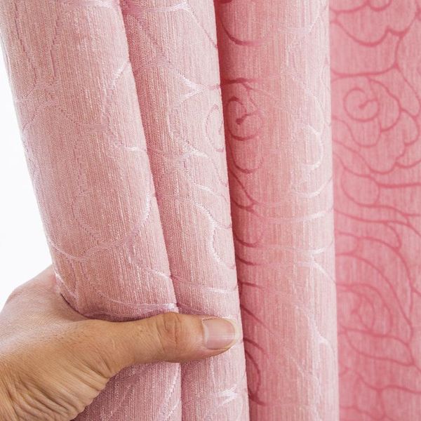 

european style simple rose pattern jacquard pure color chenille jacquard curtains l bedroom living room blackout curtain
