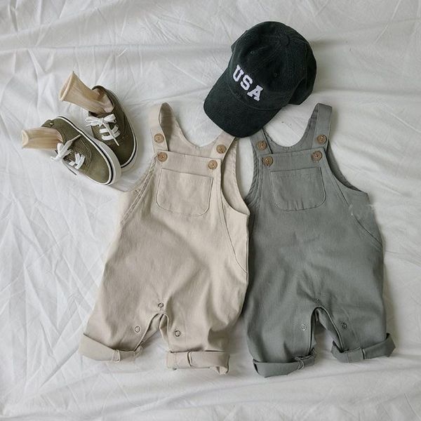 

jumpsuits 7071 korean baby boy overalls spring and autumn baby's open-end belt pants jumpsuit girls overall kids toddler, Blue