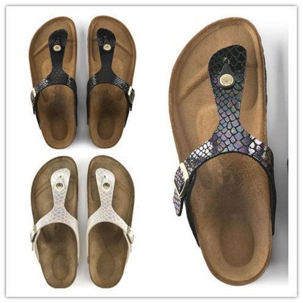 

2021 new gizeh men and women slippers breathble flip flops summer brik beach sandals fashion buckle genuine leather casual cool, Black