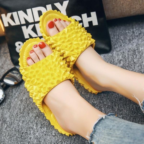 

slippers summer women ins funny durian house female design beach no-slip solid color shoes woman, Black