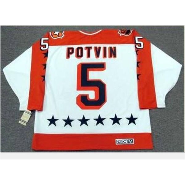 

goodjob men youth women vintage #5 denis potvin 1984 wales "all star" ccm hockey jersey size s-5xl or custom any name or number, Black