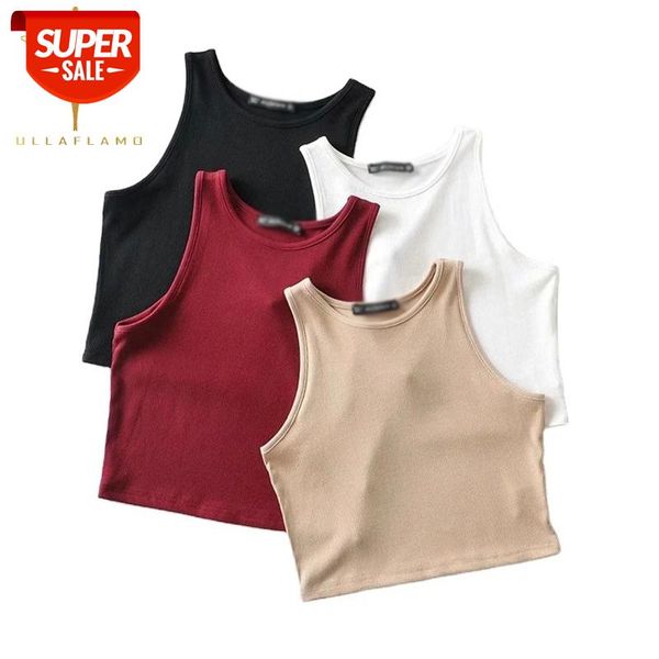 

O-Neck Women Top Vest Off Shoulder Knitted Tank Tops Sexy Slim Crop Tops Female Street Sleeveless T-Shirts Casual Basic Vests #fK0D, White