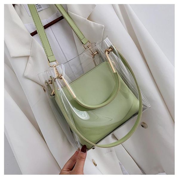 

evening bags pvc transparent all-match handbag fashion trend personality jelly bag female commuter wallet large capacity