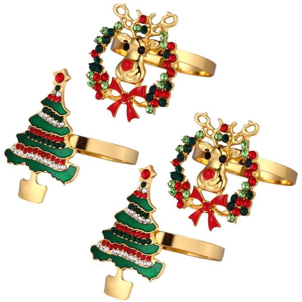 

napkin rings 4 pcs christmas theme alloy dinning table setting