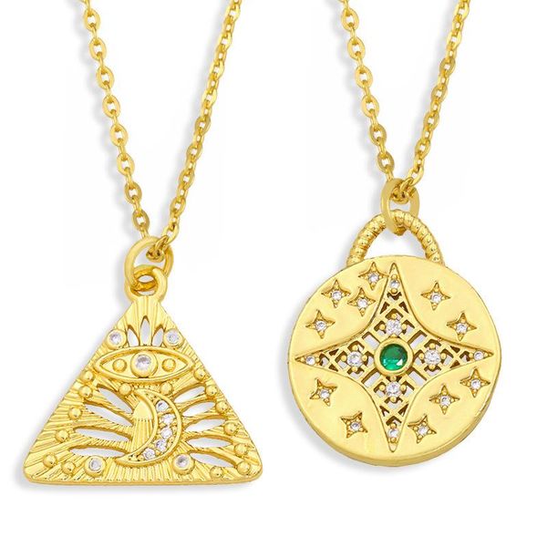 

pendant necklaces compass necklace crystal star evil eye moon chain as woman gift for women collar, Silver