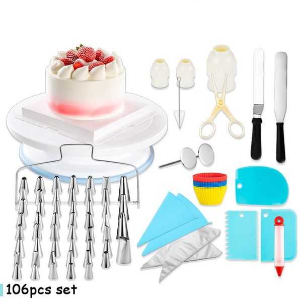 

cake decorating turntable 106 pieces sets baking tools cake mold piping nozzle piping bag bakeware baking supplies wholesale