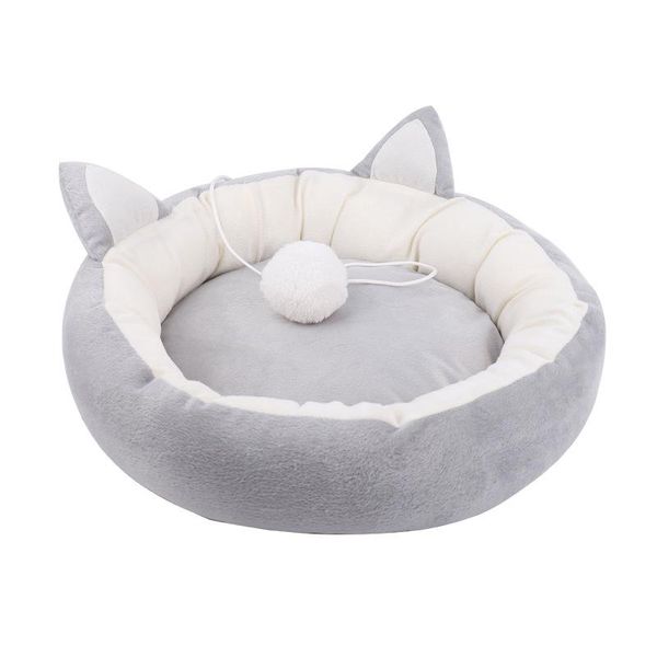 

cat beds & furniture pet bed ears nest soft warm washable round dog cushion home mat sleeping house supplies products