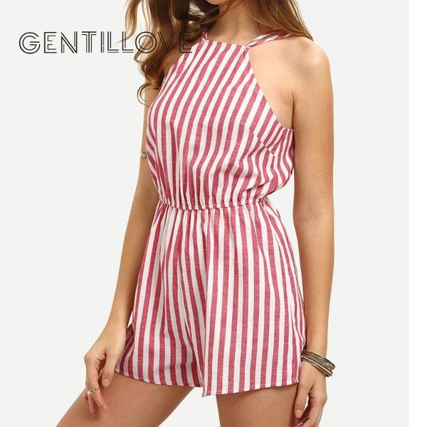 

women's jumpsuits & rompers bodysuit jumpsuit romper womens ladies mini playsuit summer shorts beach vertical stripe backless cutaway, Black;white