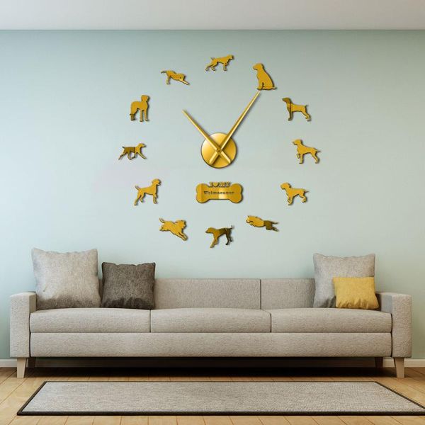 

wall clocks weimaraner vorstehhund diy large clock dog breed grey ghost home decor weim art hanging watch silent quartz