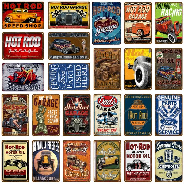 Americano Hot Rod Metal Signs Pai Decoração De Garagem Do Carro Motocicletas Motor Petróleo Bar Bar Bar Casa Placa Decorativa Poster