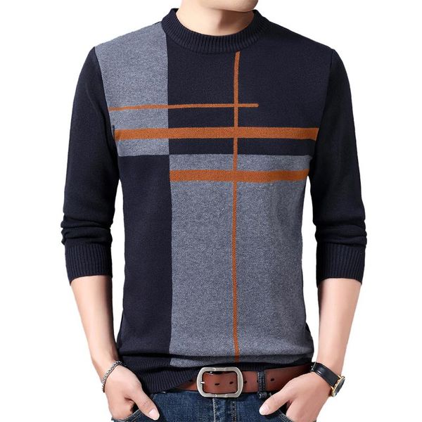 

men's sweaters autumn casual sweater wool o-neck splice slim fit knittwear mens pullovers men cashmere jacket, White;black