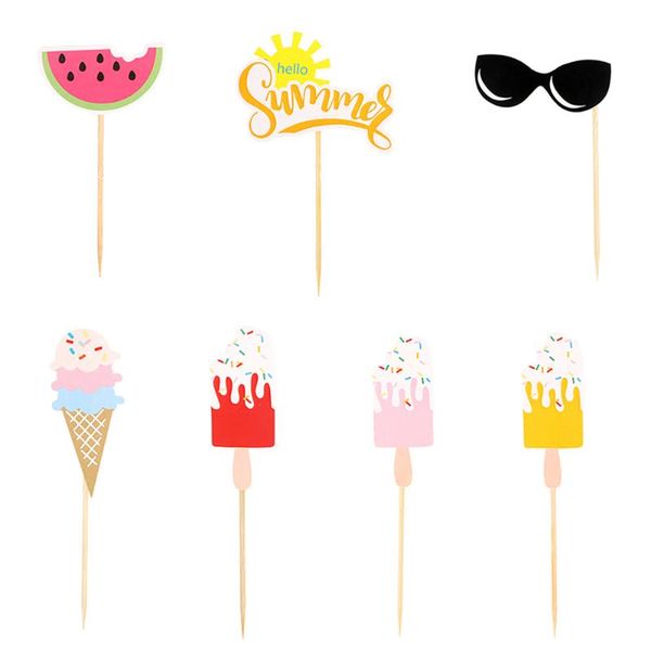 

greeting cards 1 set pcs hawaii party dessert table decors cake ers ice cream picks (assorted color)