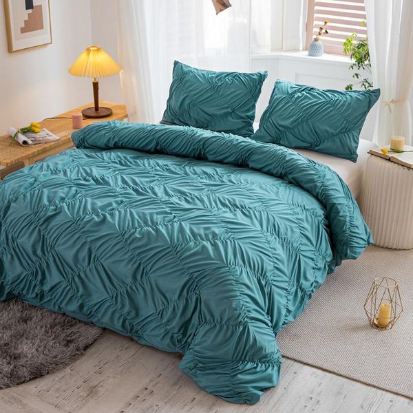 

bedding sets nordic soft wavy folds solid white blue duvet cover set bedclothes bedspread quilt twin size bed linens